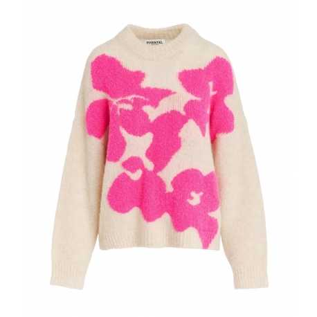 Pull Ecru Grosses Fleurs Fushia Garcon Merengue G1MR Essentiel Antwerp Femme boutique strasbourg france vêtements shop