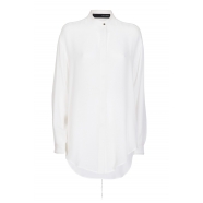 Chemise longue blanche Libélule brodée noir Soie DW41 02