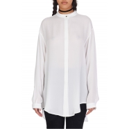 Chemise longue blanche Libélule brodée noir Soie DW41 02