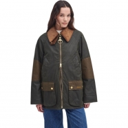 Veste Waxée Allerston bi-color Archiv Olive col velours Camel LWX1396 OL99 Barbour Femme