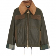 Blouson Waxé Beauly bi-color Archiv Olive Grand col velours Camel LWX1400 OL99 Barbour Femme