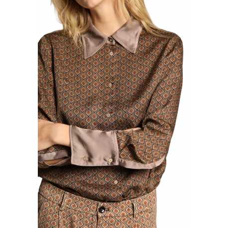 Chemise print psy rose ocre Noir Nicole Mason's femme VIS4S40 238 Boutique Online mode tendance strasbourg france 