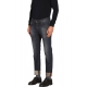 Jeans Harris Bleu délavé souple print feuilles Brun DE10S16-006 Masons Homme Boutique Strasbourg Online men pantalon