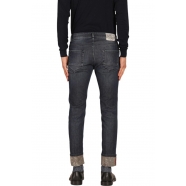 Jeans Harris Bleu délavé souple print feuilles Brun DE10S16-006 Masons Homme Boutique Strasbourg Online men pantalon