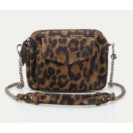 Sac Charly Leopard Vintage Brun Beige cuir rapé 3534 Claris Virot Femme Strasbourg Boutique online bag woman fashion