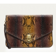 Pochette Alicia Scarabé Python Œil de Tigre brun beige 3606 Claris Virot Femme Strasbourg Boutique online bag woman