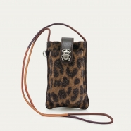 Pochette Double Marcus Leopard Vintage Brun Beige 3614