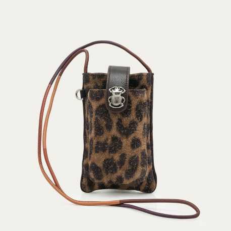 Pochette Double Marcus Leopard Vintage Brun Beige 3614 Claris Virot Femme Strasbourg Boutique online bag woman