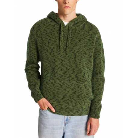 Pull Hoodies moucheté laine stretch vert noir Télio 622 446 8654