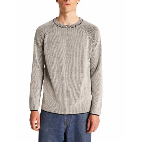 Pull réversible effet rayé velours navy blanc gris couture Tino 439 8729 Montagut Homme