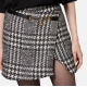 Jupe tartan Noir Blanc Asymétrique Boucle Gold Elisabetta Franchi Femme GO07247E2 Boutique Strasbourg France Online mode