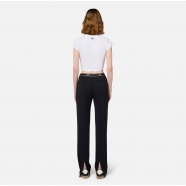 Pantalon large fluide bande écru côté Taille élastique Elisabetta franchi femme PA01047E2 mode boutique strasbourg france