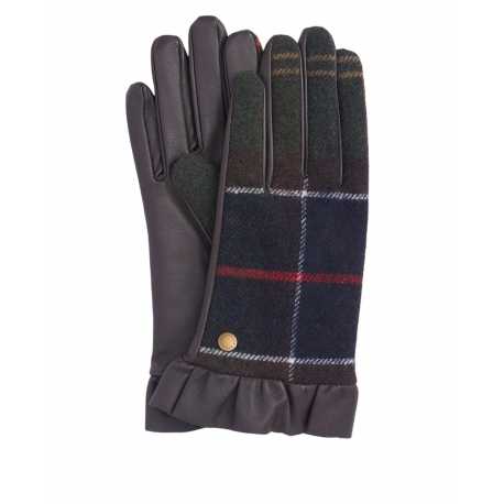 Gants Tartan bleu rouge cuir choco Lishaw LGL0139 TN11 Barbour Homme