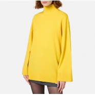 Pull Jaune long col montant oversize logo dos aline cachemire Elisabetta Franchi Femme MK65S C19 Boutique Strasbourg mode