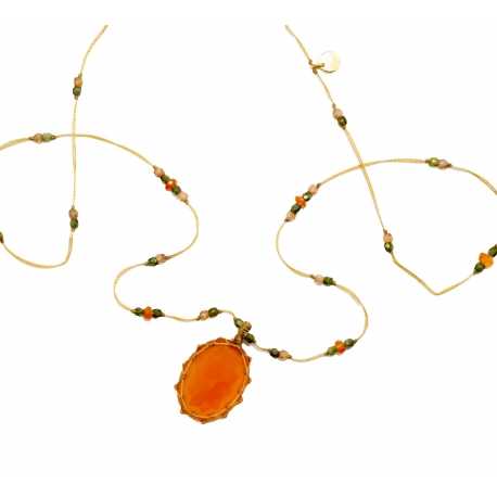 Collier Tibétain Stib Onyx Orange Sharing Bijoux Boutique Strasbourg Jewelery online Concept store