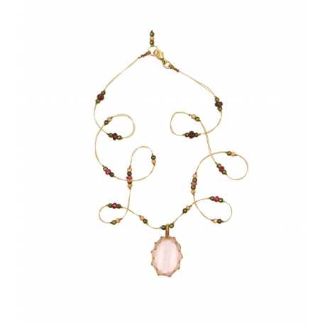 Collier tibétain Stib Smoky Pink Quartz Sharing Bijoux Boutique Strasbourg Jewelery online Concept store