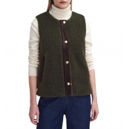 Gilet sans manche Dulsie bouclette Préssions Olive LLI0016 OL51 Barbour femme