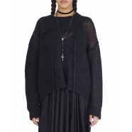 Pull col rond patch ajours fils Noir DK42 01 Isabel Benenato Femme Strasbourg Shop On Line Fashion vêtement boutique