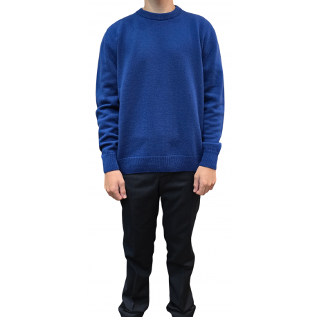 Pull col rond Laine Mérinos sup Bleu roi Thomas 622 429 8643 Montagut Homme Strasbourg Boutique Online Mode vêtement