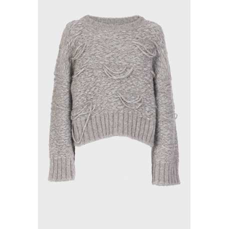 Pull court Alpaga Taupe Fils irréguliers DK62 30 Femme Isabel Benenato Shop Boutique Alsace Fashion vêtement