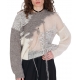 Pull col Rond patch ajours fils Ecru Taupe DK42 0230 Isabel Benenato Femme Boutique Shop Alsace Algorithme La Loggia