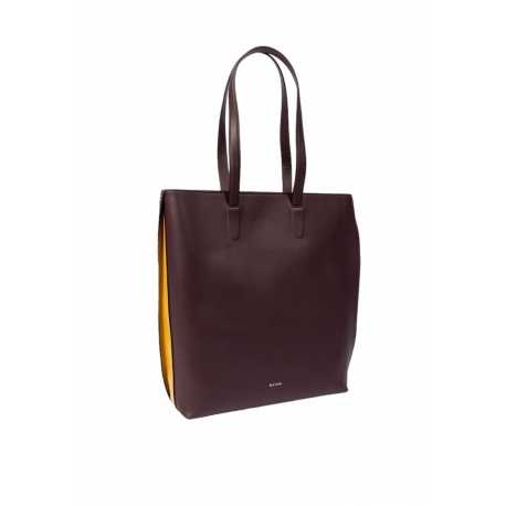 Cabas cuir bordeaux côté jaune et turquoise W1A 7976 NPLEAT 28 Paul Smith Femme Boutique sTRASBOURG Bag accessoire