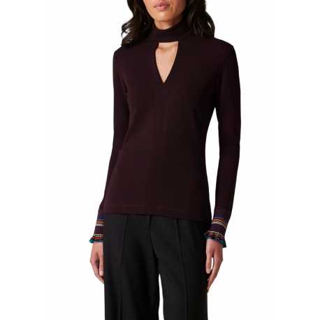 Top manches longue col montant V prune W1R 377V N11017 59 Paul Smith femme Boutique Strasbourg vêtement maille