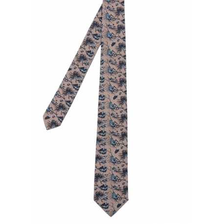 Cravate taupe fleurs bleu M1A 0TIE N02519 55 Paul Smith Homme boutique strasbourg tie