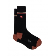 Chaussettes noire Fleur Rose brodée rose M1A 380NE N291 79 Paul Smith Homme Boutique Strasbourg Socks shop online