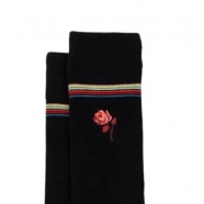 Chaussettes noire Fleur Rose brodée rose M1A 380NE N291 79 Paul Smith Homme Boutique Strasbourg Socks shop online