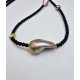 Collier Adan Agate noire. perle d'eau douce. perle de Tahiti. Perle or TFW2427 Catherine Michiels Boutique Strasbourg