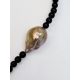 Collier Adan Agate noire. perle d'eau douce. perle de Tahiti. Perle or TFW2427 Catherine Michiels Boutique Strasbourg