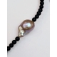 Collier Adan Agate noire. perle d'eau douce. perle de Tahiti. Perle or TFW2427 Catherine Michiels Boutique Strasbourg