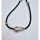 Collier Adan Agate noire. perle d'eau douce. perle de Tahiti. Perle or TFW2427 Catherine Michiels Boutique Strasbourg