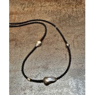 Collier Adan Agate noire. perle d'eau douce. perle de Tahiti. Perle or TFW2427 Catherine Michiels Boutique Strasbourg