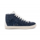 Sneakers Glitter spoiler cuir blanc montante SKATE-W405 Eli Royal P448 Femme Shop on line Boutique Strasbourg 