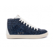 Sneakers Glitter navy spoiler cuir blanc montante SKATE-W405 Eli Royal P448 Femme