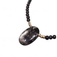 Collier Rêverie Perles d'Agates Noires Perles en Or 14k Pendentif Quartz Rutilé Catherine Michiels TWF24-44 Boutique Strasbourg