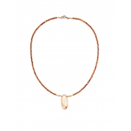 Collier Rêverie en Grenats Orange, Or 14K et Pendentif Quartz Rutilé Catherine Michiels TWF24-06 boutique strasbourg jewelery