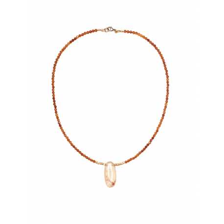 Collier Rêverie en Grenats Orange, Or 14K et Pendentif Quartz Rutilé Catherine Michiels TWF24-06 boutique strasbourg jewelery