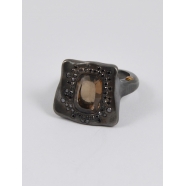 Bague argent Diamants noirs 52p QuaM fumé LESLIE B V ST DIA BLK SP SQTZ Rosa Maria Jewellery boutique Strasbourg bijoux