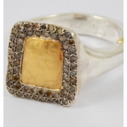 Bague argent or jaune Diamants cognac 53p ROMY VP S ST GY DIA CO (12K) Rosa Maria Jewellery boutique Strasbourg bijoux