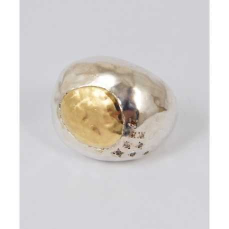 Bague argent Or jaune (12K) Diamants Cognac 8p DEBORAH 2 VP S GY DIX CO Rosa Maria Jewerlly boutique Strasbourg bijoux 