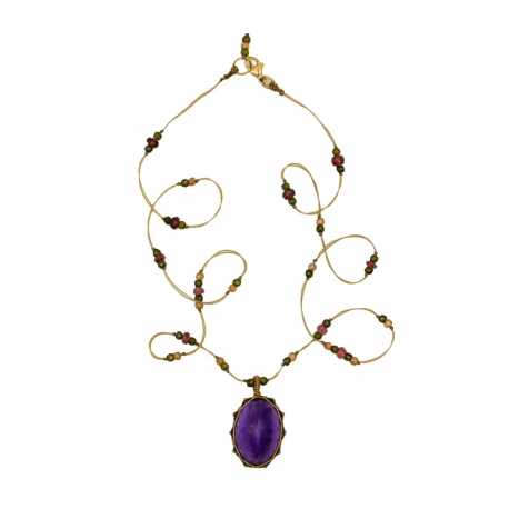 Collier Tibétain Stib Amethyste Dark Purple Sharing