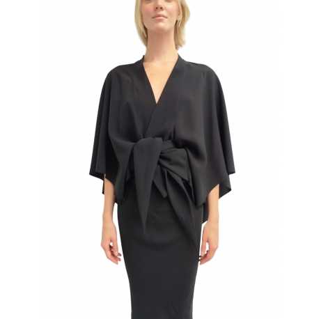 Top noué drapé Noir manches Kimono caddy viscose Rick Owens Femme RP01E 7731 Y 09 Strasbourg Boutique Online Créateur 