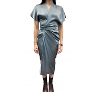 Robe Wrap Bleu turquoise Mouthwasch Satin acétate Rick Owens Femme RP01E 7542 SCH 66 Strasbourg Boutique Online Mode 