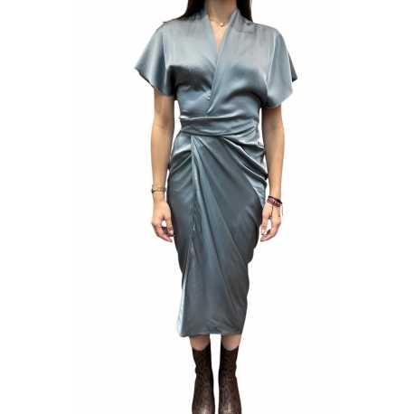 Robe Wrap Bleu turquoise Mouthwasch Satin acétate Rick Owens Femme RP01E 7542 SCH 66 Strasbourg Boutique Online Mode 