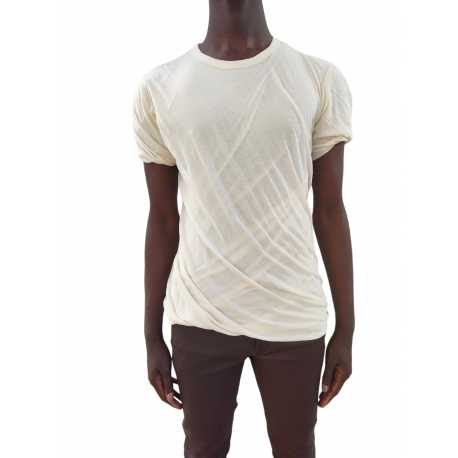 T-shirt double manches courtes Naturel écru Rick Owens Homme RU01E 5256 UC 21 Strasbourg Boutique Online Créateur Mode