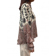 Chemise Susanne print Incas vieux rose beige viscose femme Mes Demoiselles Paris Boutique Strasbourg Shop Online Fashion