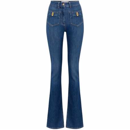 Jeans haut Nœud métal poches palquées brut délavé PJ88N 104 Elisabetta Franchi